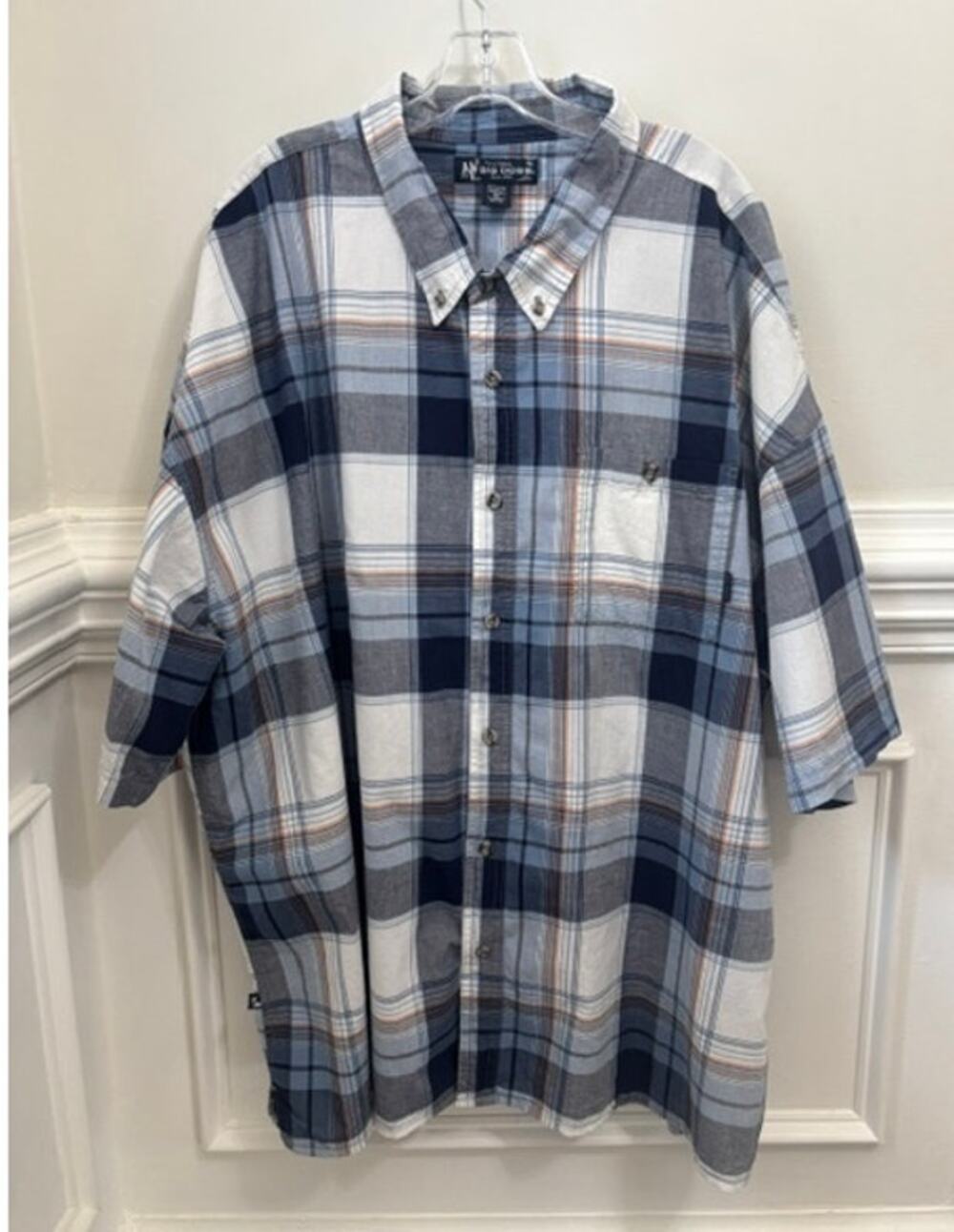 Vintage 90s Big Dogs Shirt 5XL Plaid Short Sleeve Cotton Logo